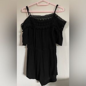Ambiance black romper boatneck short sleeve